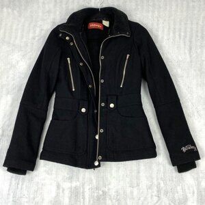 Billabong Black Wool Feel Jacket With Removable Sherpa Lining Womens Small